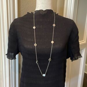 Ann Taylor Iridescent Beaded Disc Station Necklace Silver